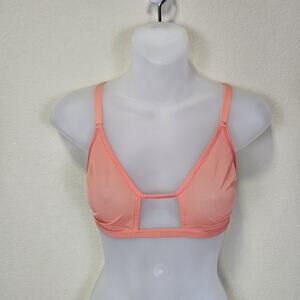 Negative Sieve Cutout Bra Size 2 Coral Revolve Sheer Mesh Lightweight Wireless M